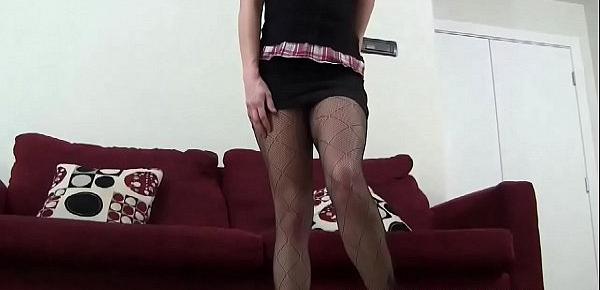  Let me rub my fishnet covered feet on your cock JOI